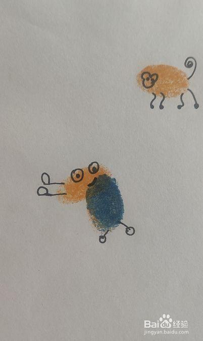 用指纹画小动物