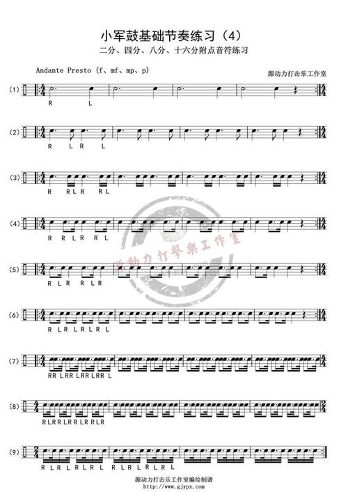 小军鼓基础节奏练习-4 附鼓谱