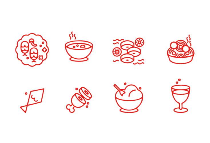 剪纸风格手绘食物效果