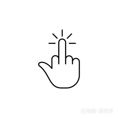 插画 手指手势,手轻击,持有三个轮廓图标. 网站简单图标元素.