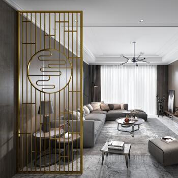 轻奢金属铁艺屏风隔断客厅餐厅简约现代酒店办公室玄关装饰墙镂空 e款