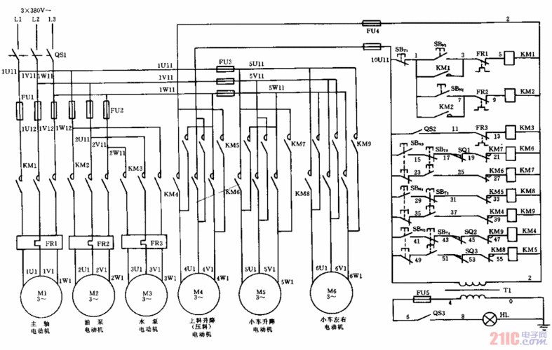 g607型圆锯床电气原理图 - 工业自动化电路 - 21ic