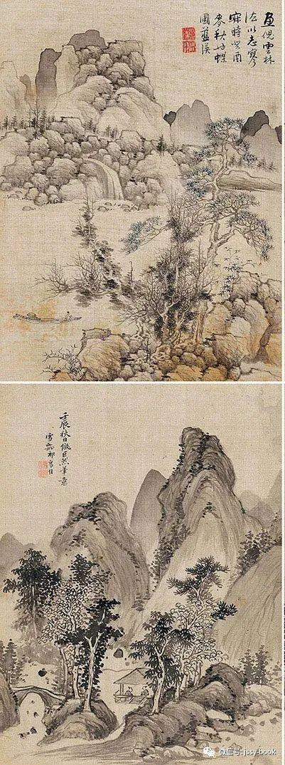 蓝瑛 祁豸佳《仿古山水》册页|沈周|山水画|黄公望
