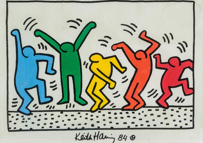 keith haring american 1958-1990 mixed media