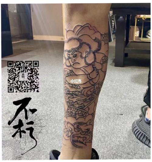 日式包小腿,下次上色_刺青_上色_纹身_纹身也清新_美妆_彩妆