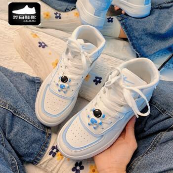 高帮鞋女学生小白鞋女春秋学生韩版百搭高帮2021年新款板鞋子女ins潮