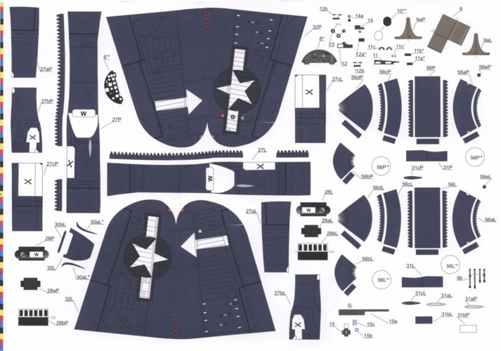 美国海军f4u1d海盗舰载机纸模型图纸pdf8页