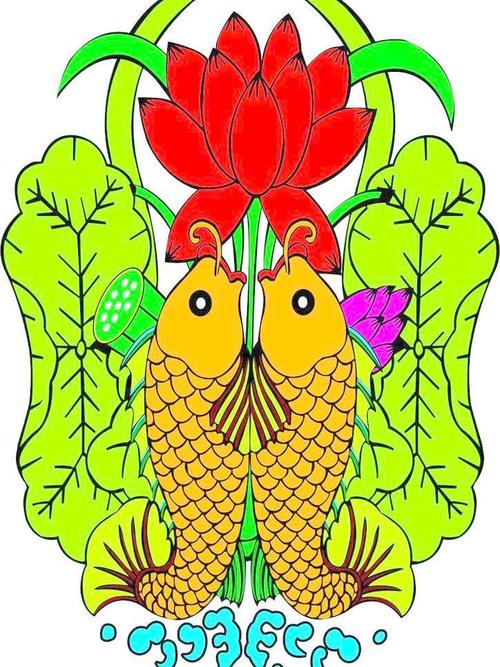 双鱼戏莲图片