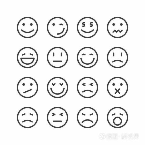 图释图标一组笑脸emoji表情面孔