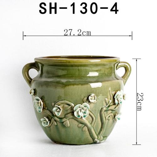 大号多肉花盆陶瓷高档盆精致手工捏花大口径老桩法师高盆花盆批发