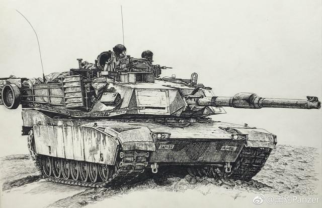 手绘军事素描——美国坦克装甲车辆