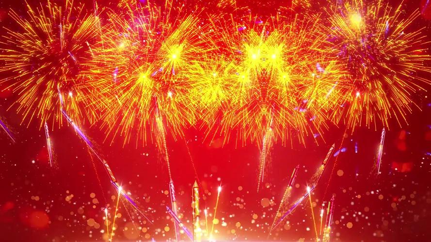 喜庆烟花绚丽绽放舞台背景