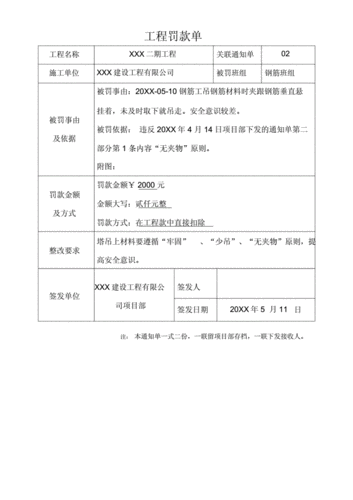 工程项目部罚款单.doc 2页