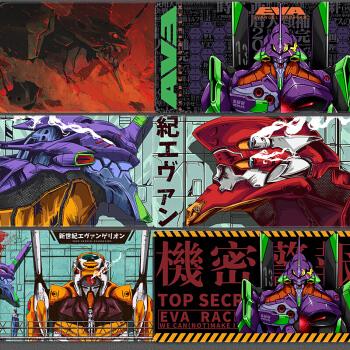 动漫键盘垫周边炫酷零号机定制nervtg261蜂窝底中间紫绿色初号机570x