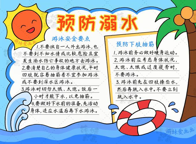 简单漂亮的小学生预防溺水手抄报,含内容文字,家长可收藏备用
