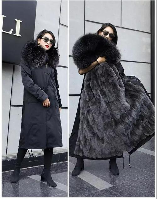 2019 新款过膝长款/中长款 派克服女狐狸毛领 獭兔毛内胆