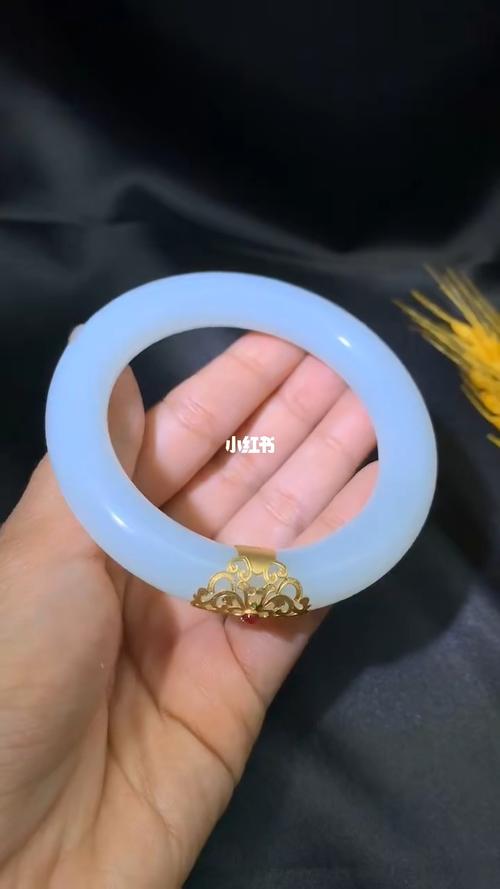 和田玉白玉手镯,镶嵌18k金太美啦_手镯_18k金_和田玉白玉_和田玉_和田