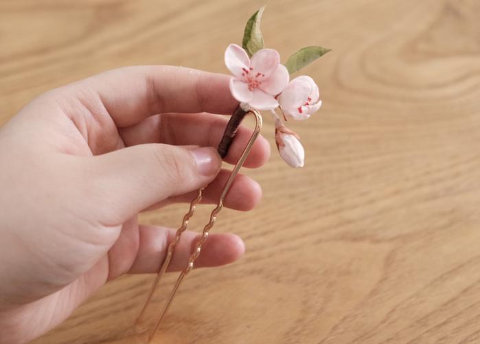 「通草花」小桃桃发簪7815_发簪_招桃花_手工造花_时尚_配饰_配饰