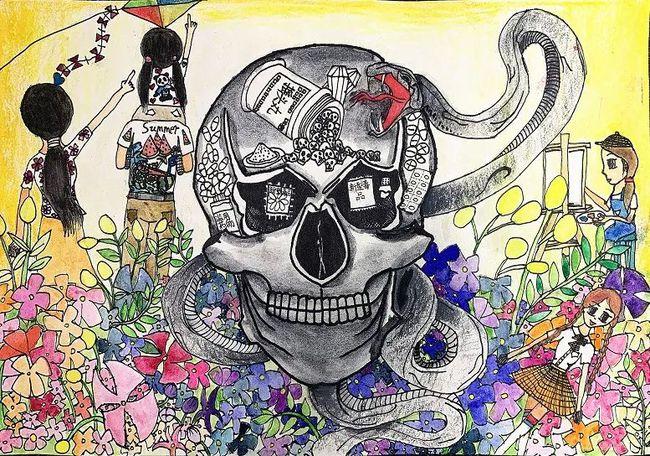 快来围观这些学生创意禁毒书画作品让人惊叹