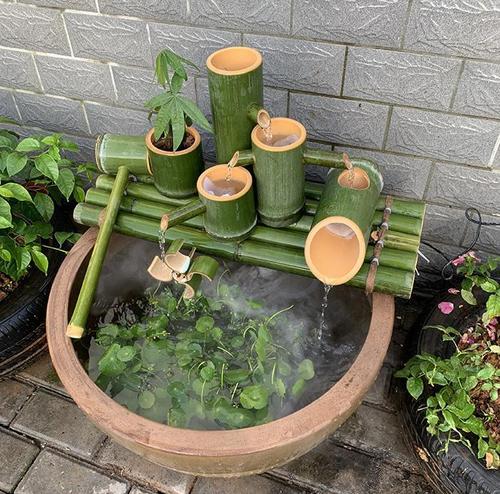 流水水缸玄关喷泉家居竹子摆件假山循环开业喷泉