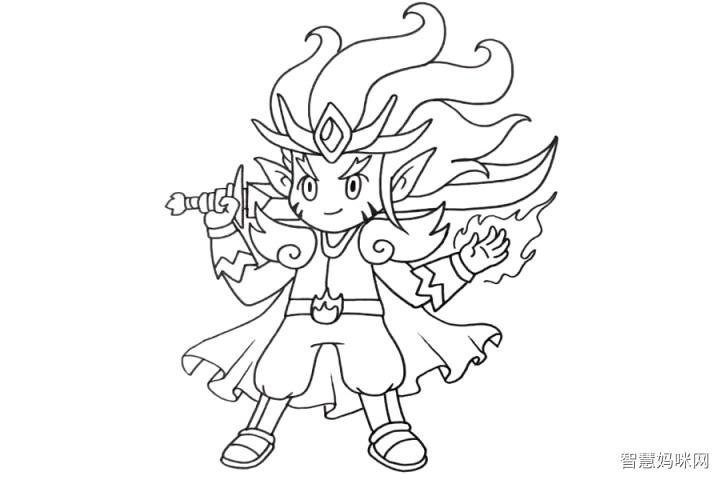 抗击病毒的火神英雄简笔画