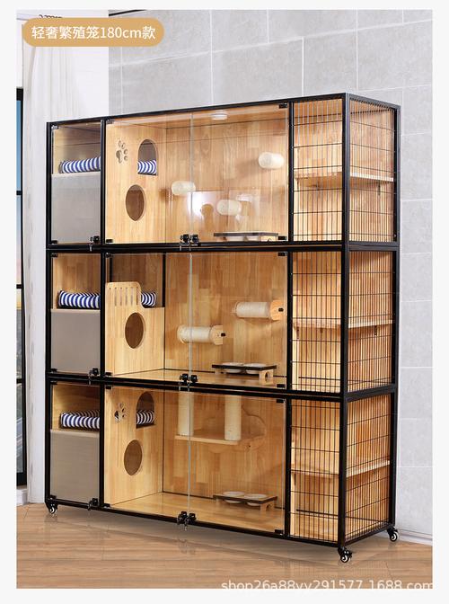 实木猫笼三层猫笼猫别墅繁育豪华猫柜猫咪窝房子寄养展示柜猫舍