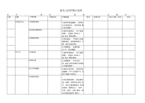 新生儿科护理计划单护理问题护理诊断护理措施护理目标.docx 12页