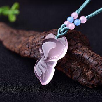 吊坠 桃花粉晶九尾狐灵狐小狐仙项链招桃花旺姻缘 一物一图 款式一