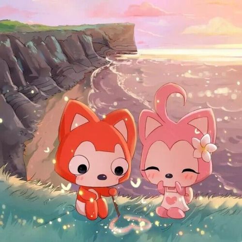 手绘q 萌物 暖 唯美 风景 阿狸 桃子