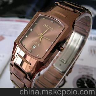 雷达手表 钨钢玫瑰金方形石英男表 陶瓷雷达表男士手表