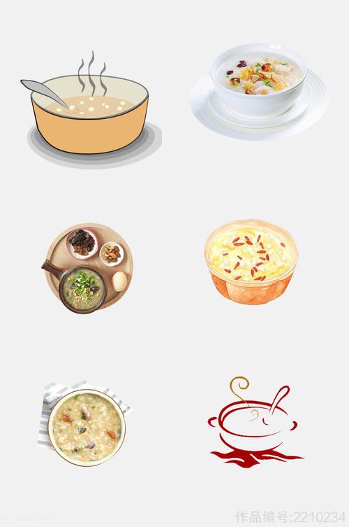 食材简洁手绘粥美食免抠元素