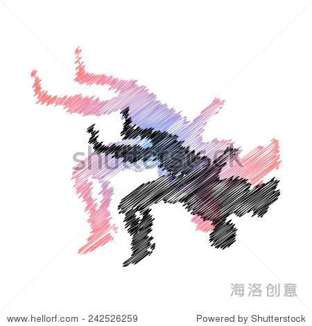 wrestling abstract throw. vector pic.