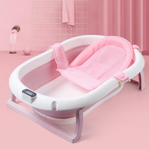 涵语贝婴儿浴盆婴童浴盆宝宝折叠浴盆新生幼儿童可坐躺家用大号温度