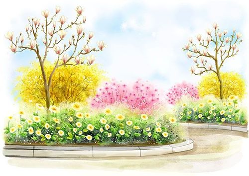 韩式风景春天唯美插画设计psd素材