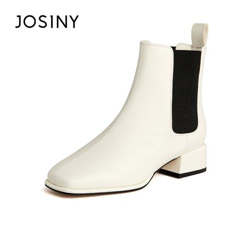 2021卓诗尼时装新款秋冬女鞋女单方头切尔西短靴