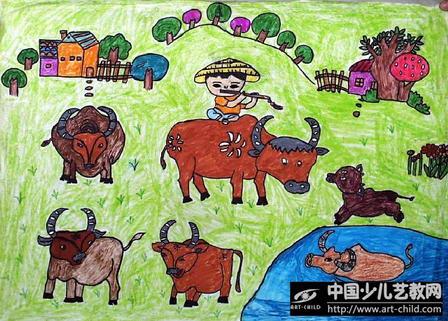 儿童画放牛少儿画苑第03届国际少儿书画大赛获奖作品