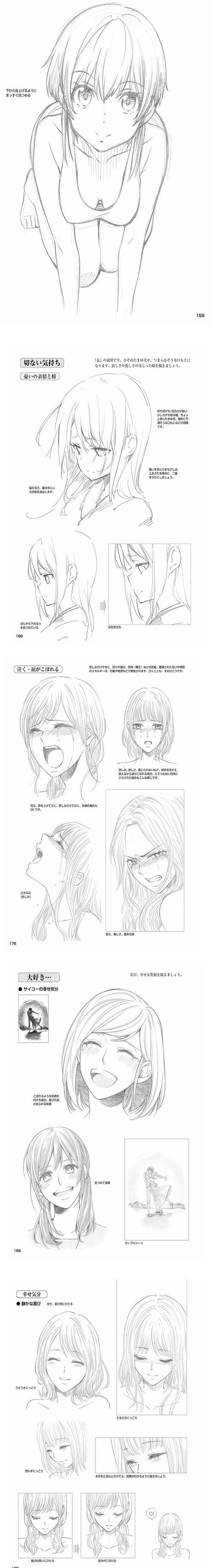 动漫女生情感的画法动画表情手绘线稿人体结构临摹美术素材淘宝网