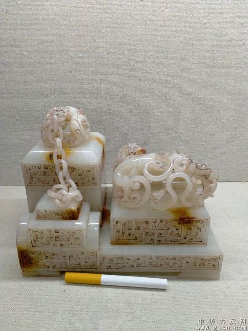 古玉老玉汉代和田白玉印章套印刘庄帝玺皇帝之玺皇帝信玺玉质白润