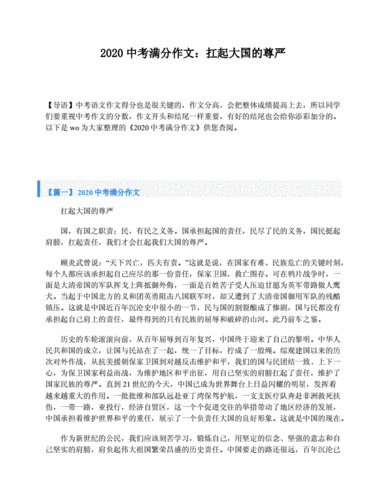 2020中考满分作文:扛起大国的尊严.doc 4页