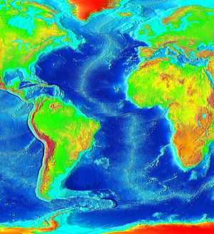 大西洋的水深测量(bathymetry)
