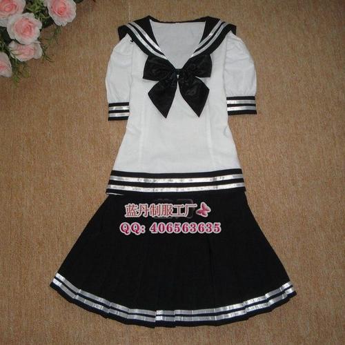 水手服cos短袖白色黑蝴蝶结百褶裙校服套装日本校服女生日韩校服