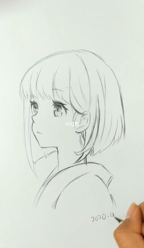 一起开画侧脸女孩