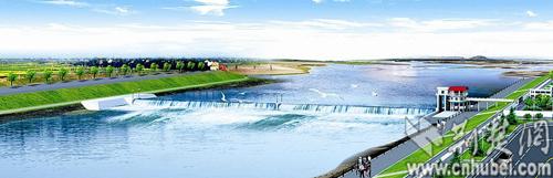 武汉新洲区倒水河上开建橡胶水坝(图)