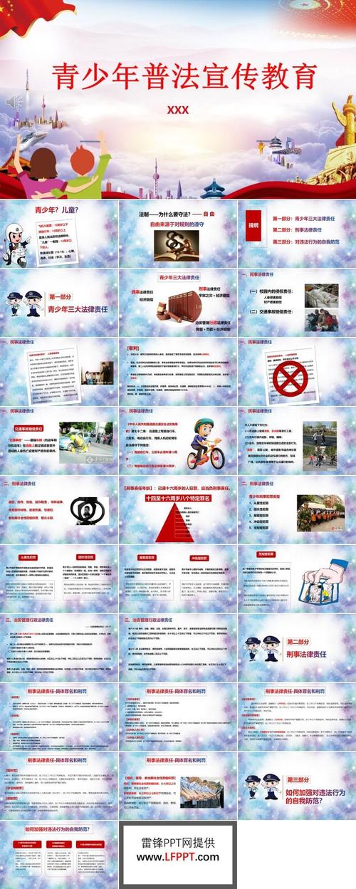 青少年普法宣传ppt模板
