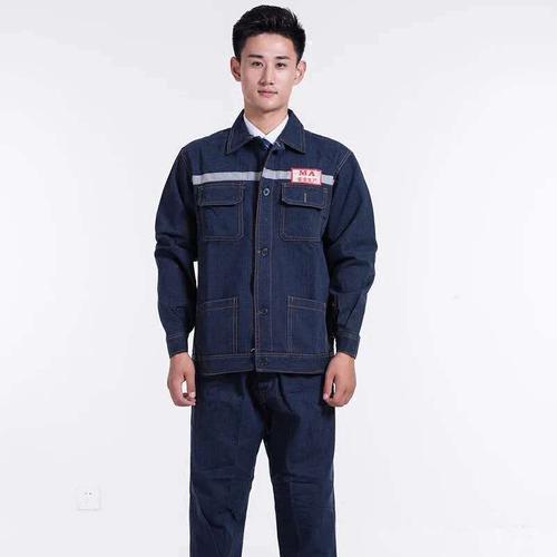 劳保工作服套装男焊工防烫工地煤矿井下反光电焊牛仔工作服男上衣串得