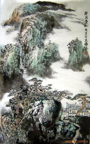 收藏佳品-艺术院校教授孙万秋100*60山水国画01-4691