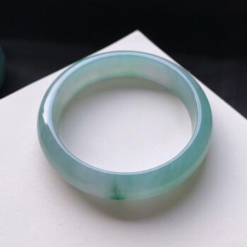 艾选潮品天然缅甸a货翡翠手镯冰种飘花玉手镯女玉镯子