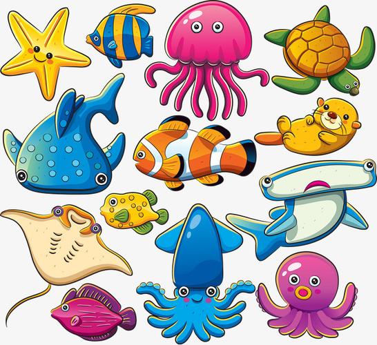 搜图123提供独家原创矢量13种海洋生物下载,此素材图片已被下载0次,被