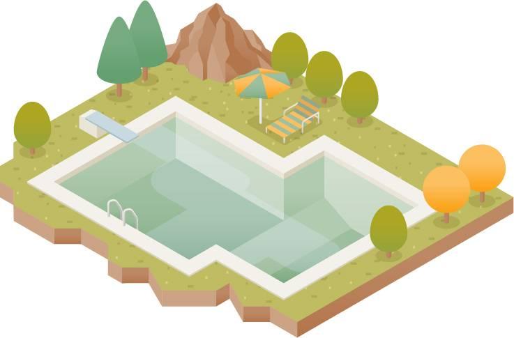 卡通游泳池插图