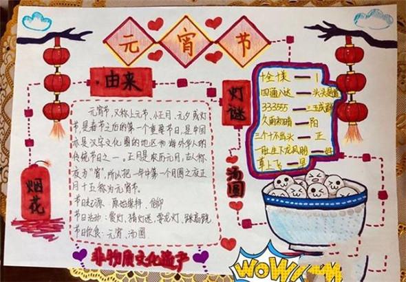 2020元宵节手抄报简单好看正月十五闹元宵手抄报图片